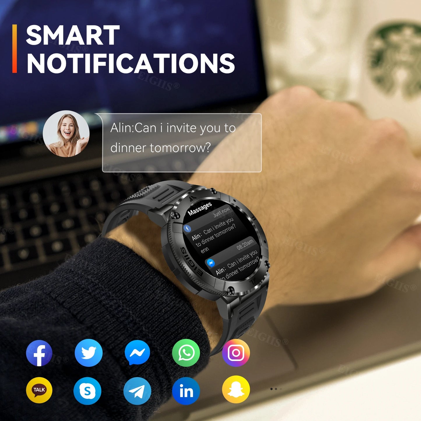 LaNikar Smart Watch Men Bluetooth Call Blood Pressure Fitness Tracker