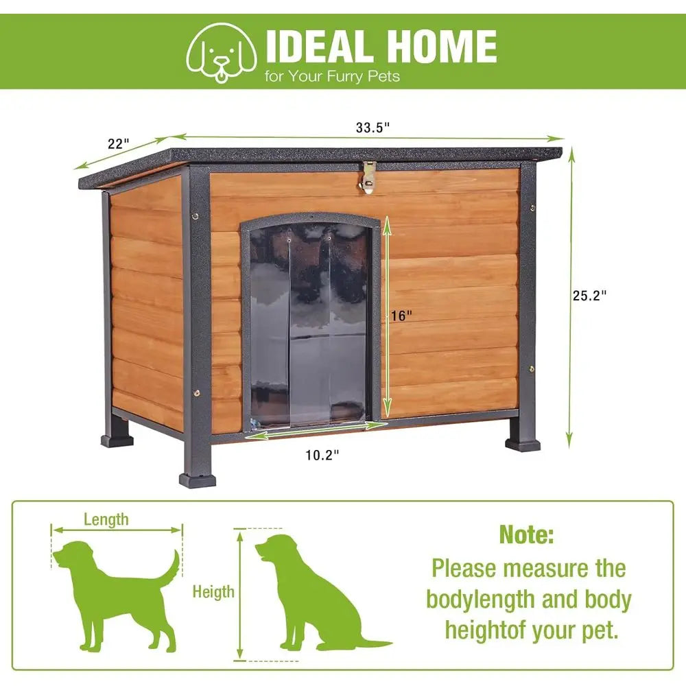 Outdoor Insulated Dog House Weatherproof Kennel With Chew Proof Roof